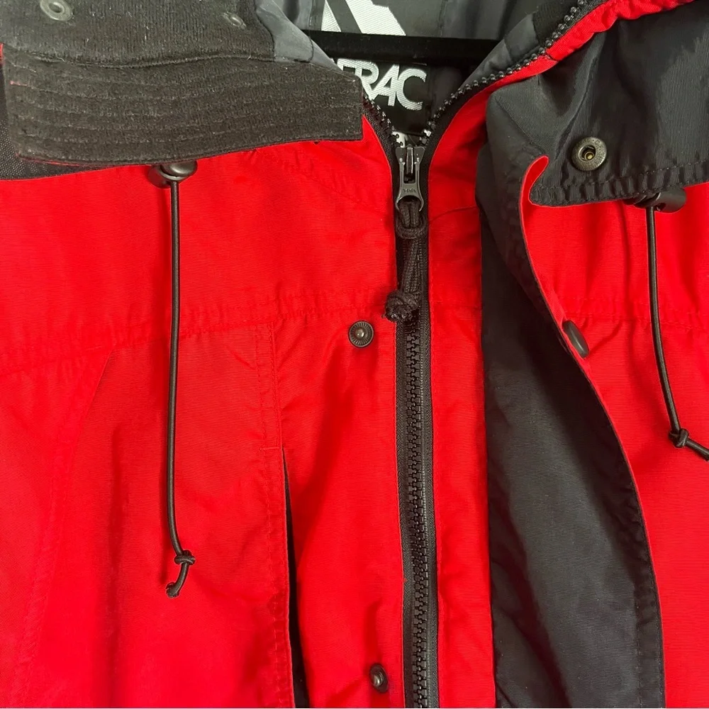 Serac Men’s Red and Black Winter Jacket Pockets Logo Zip & Snap Front